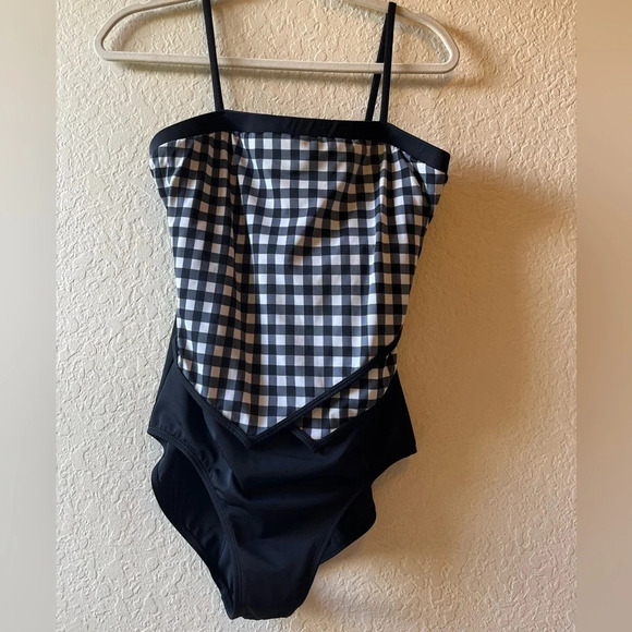 swimsuit one piece plaid gingham cottagecore beach vacation costal grandma slim - Picture 5 of 10